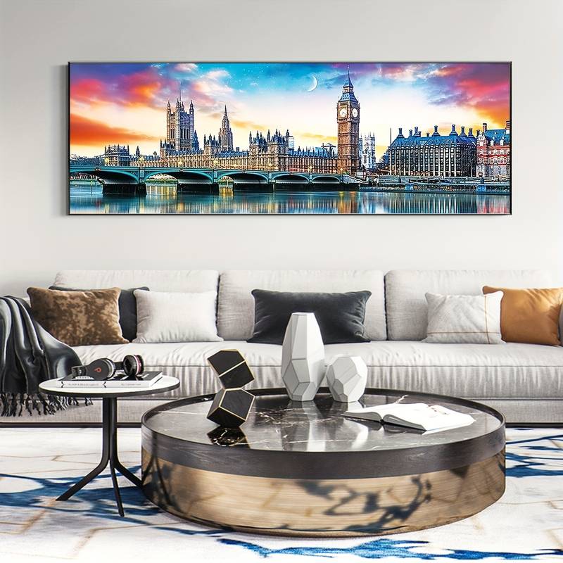 5D DIY Large Diamond Painting Kits For Adults 11.8x31.5inch/30x80cm Big Ben  Round Full Diamond Diamond Art Kits Picture By Number Kits For Wall Decor